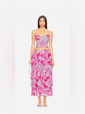 Peixoto Josie Estelle Pink Floral Tiered Skirt